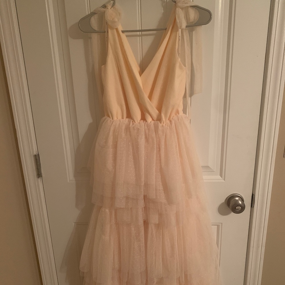 Cream Ruffle Tulle Dress